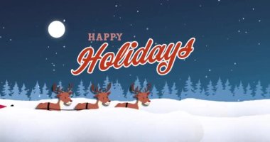 Yılbaşı kutlamalarının animasyonu kış manzarası boyunca mesajlaşır. Noel, şenlik, kutlama ve gelenek konsepti dijital olarak oluşturuldu.