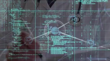 Kafkas doktor yazıları üzerinden bağlantı ağının animasyonu. Küresel tıp ve dijital arayüz kavramı dijital olarak oluşturulmuş video.