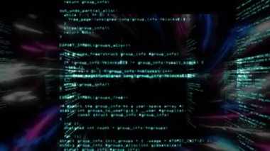 Şekiller üzerinde veri işleme animasyonu. küresel iş ve dijital arayüz kavramı dijital olarak oluşturulmuş video.