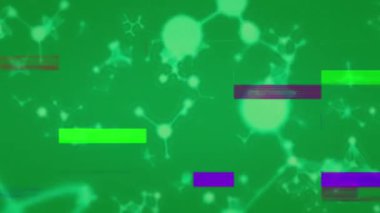 Moleküllerin hareket etmesindeki parazitin canlandırması. Soyut arkaplan ve dijital arayüz kavramı dijital olarak oluşturulmuş video.