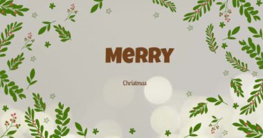 Noel tebriklerinin animasyonu Noel süslemesi üzerine yazıldı. Noel, şenlik, gelenek ve kutlama konsepti dijital olarak oluşturuldu.