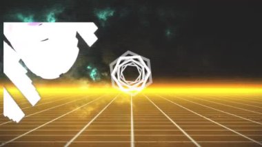 Animation of high score text over shapes. Social media and digital interface concept digitally generated video.