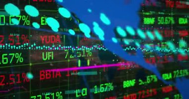 Borsa verilerini temsil eden grafiklerin ve finansal rakamların videosu. Maliye, dijital olarak oluşturulmuş, veri, analiz, ekonomi, yatırım, küresel pazar.