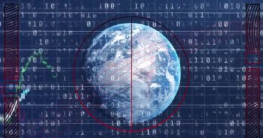 Finansal verilerin animasyonu, donanma uzayındaki ikili kod. Küresel finans ve ekonomik kriz kavramı dijital olarak üretilen video.