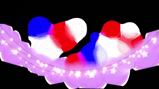 Animação Luzes Fadas Sobre Formas Coloridas Fogos Artifício Backrgound Preto — Vídeo de Stock