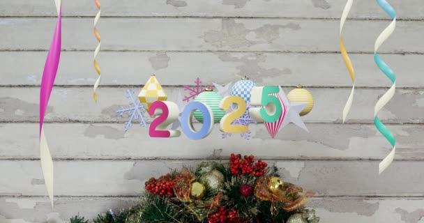 Animação 2025 Texto Decorações Natal Segundo Plano Ano Novo Natal — Vídeo de Stock