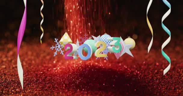 Анимация Текста 2023 Года Декораций Заднем Плане Новый Год Рождество — стоковое видео