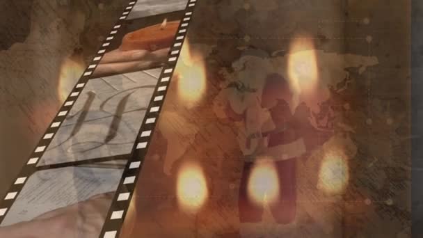 Animasi Rekaman Film Terhadap Beragam Orang Dan Lilin Latar Belakang — Stok Video