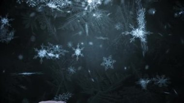 Noel 'de evin üzerine yağan kar ve kış manzarasının animasyonu. Noel, gelenek ve kutlama konsepti dijital olarak oluşturuldu.