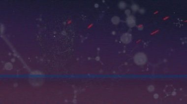 Çemberin üzerinde arıza tekniği, DNA sarmalları, soyut arkaplan üzerinde yüzen nükleotidler. Dijital olarak üretilen, hologram, televizyon, araştırma, genetik, sağlık ve teknoloji kavramı.