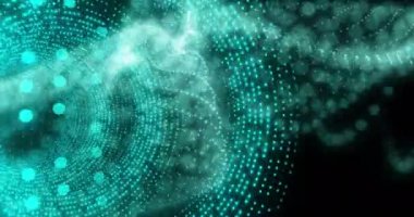 Siyah arka planda yanıp sönen yeşil ışık deseni animasyonu. Soyut arkaplan ve dijital arayüz kavramı dijital olarak oluşturulmuş video.