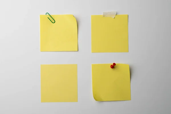 Yellow Sticky Memo Notes Copy Space White Background Abstract Paper — Stock Photo, Image