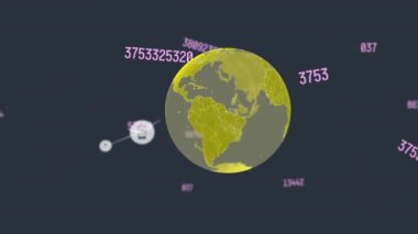 Siyah arkaplanda bağlantıları olan dünyanın bileşimi. Dijital olarak oluşturulmuş küresel bağlantılar, veri işleme, hesaplama ve çevrimiçi güvenlik kavramı.