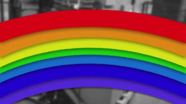 Depoda gökkuşağı animasyonu. Küresel gönderim, dağıtım ve dijital arayüz kavramı dijital olarak oluşturulmuş video.