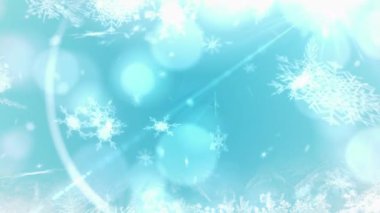 Noel 'de mavi arka planda kar yağışının animasyonu. Noel, gelenek ve kutlama konsepti dijital olarak oluşturuldu.