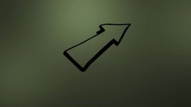 Yeşil arkaplanda başarılı metin içeren ok simgesinin canlandırması. Soyut arkaplan, şablon ve hareket kavramı dijital olarak oluşturuldu.