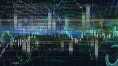 Animation of data processing over server room. Global connections data processing and digital interface concept digitally generated video.