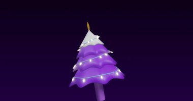 Siyah arka planda dönen noel ağacının animasyonu. Noel, şenlik, kutlama ve gelenek konsepti dijital olarak oluşturuldu.