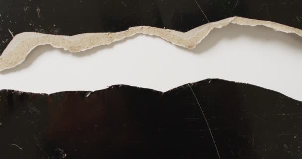 Βίντεο Από Κοντινό Πλάνο Σχισμένου Χαρτιού Ασπρόμαυρο Φόντο Έννοια Χαρτιού — Αρχείο Βίντεο