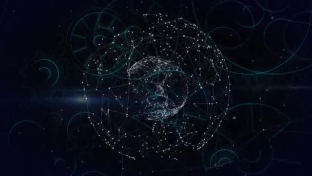 Animatie Van Globes Met Netwerken Van Verbindingen Wereldwijd Concept Voor — Stockvideo