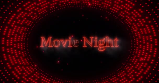 Animation Texte Nuit Film Néon Rouge Sur Motif Ovale Taches — Video