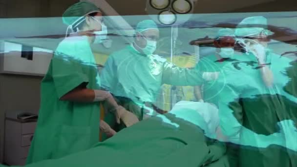 Animation Data Processing Team Surgeons Performing Operation Hospital Medical Healthcare — Stock Video