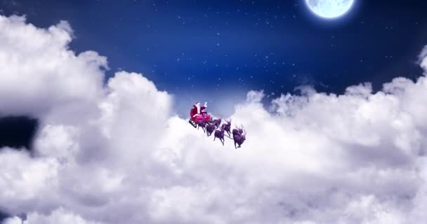 크리스마스 클라우스의 애니메이션에는 보름달 썰매를 크리스마스 전통적 디지털 비디오 — 비디오