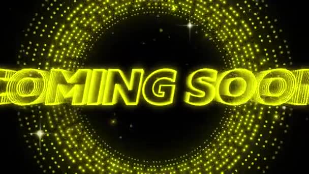 Animation Coming Soon Text Flashing Yellow Light Pattern Retro Future — Stock Video