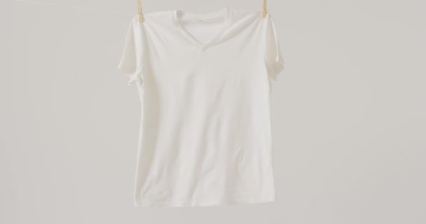 Video Close White Shirt Hanging White Background Clothing Fashion Retail — Stock Video