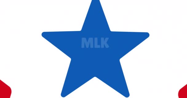 マーティン ルーサーは 青色の背景に星のアイコンの上にJr日のテキストを王 マーティン ルーサー キングJr日の意識概念 — ストック動画