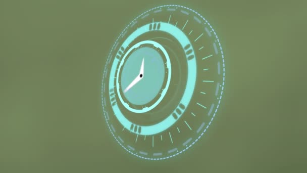 Animación Del Escaneo Del Visor Con Reloj Sobre Fondo Verde — Vídeos de Stock