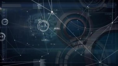 İnsanların simgeleri üzerinde veri işleme animasyonu. Küresel iş ve dijital arayüz kavramı dijital olarak oluşturulmuş video.