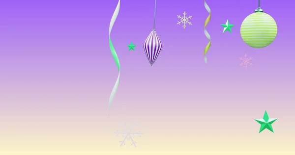 紫の背景に新年やクリスマスの装飾のイメージ 大晦日 お祝いやお祭りのコンセプトデジタル生成されたイメージ — ストック写真