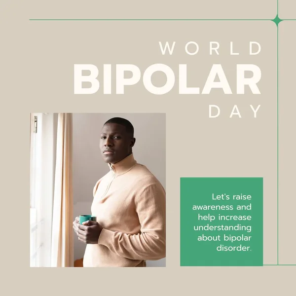 Composición Del Texto Del Día Bipolar Mundial Sobre Hombre Americano — Foto de Stock
