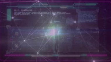 Animation of network of connections over data processing. Global business and digital interface concept digitally generated video.