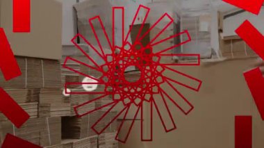 Depodaki Kafkas erkek işçilerle olan bağlantıların animasyonu. Küresel iş ve dijital arayüz kavramı dijital olarak oluşturulmuş video.