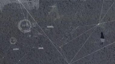 Siyah arkaplanda veri işleme ağı ile bağlantıların animasyonu. Dijital olarak oluşturulmuş küresel bağlantılar, bilgisayar ve dijital arayüz kavramı.