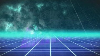 Kara arkaplana karşı şebeke üzerinde yukarı doğru hareket eden okun animasyonu. Dijital olarak üretilmiş, hologram, illüstrasyon, aydınlanma, büyüme, artış ve teknoloji kavramı.