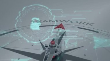 Asma kilit ve veri işleme üzerinde metin olan pusula animasyonu. Küresel iş, finans ve veri işleme kavramı dijital olarak oluşturulmuş video.