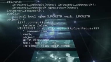 DNA iplikçiklerinin animasyonu, ekran üzerinde bağlantı ağı ve veri işleme ağı. Küresel bilim, iş, hesaplama, bağlantılar ve veri işleme kavramı dijital olarak oluşturulmuş video.