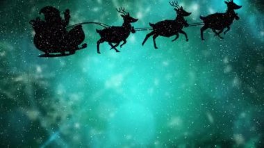 Noel Baba 'nın üzerine yağan karın animasyonları. Noel, gelenek ve kutlama konsepti dijital üretilmiş video.