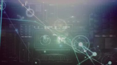 Veri işleme üzerinden bağlantı ağının animasyonu. küresel iş ve dijital arayüz kavramı dijital olarak oluşturulmuş video.