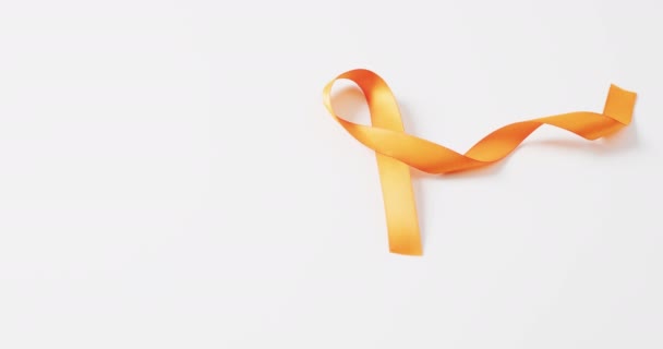 Видео Оранжевого Рассеянного Склероза Осведомленности Ленты Белом Фоне Копированием Пространства — стоковое видео