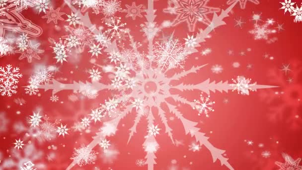 Анимация Векторных Снежинок Движущихся Красном Абстрактном Фоне Digital Generated Illustration — стоковое видео