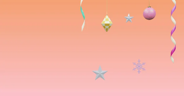 ピンクの背景に新年やクリスマスの装飾のイメージ 大晦日 お祝いやお祭りのコンセプトデジタル生成されたイメージ — ストック写真