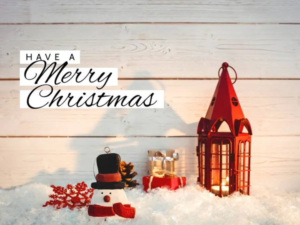 Compuesto Saludo Navideño Texto Sobre Decoraciones Navideñas Navidad Festividad Celebración —  Fotos de Stock