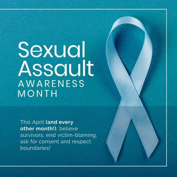 Composition Sexual Assault Awareness Month Text Cancer Ribbon Sexual Assault — Stock Photo, Image