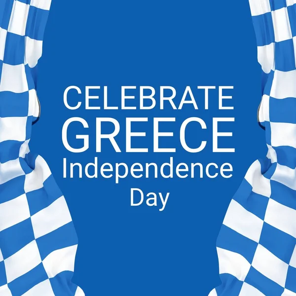 Composition of greece independence day text over flag of greece. Greece independence day and celebration concept digitally generated image.