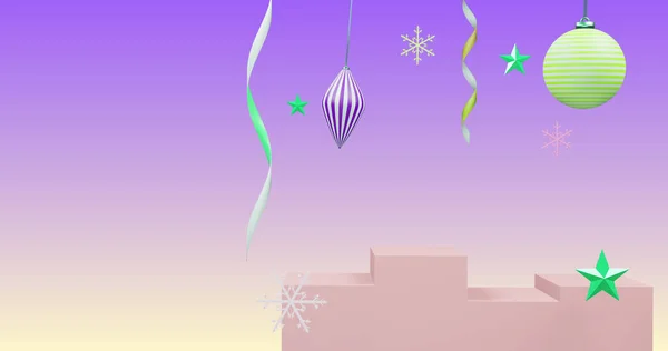 图为2025年的新年数字和紫色背景的圣诞装饰 新年前夕 庆祝和节日的概念数码生成的形象 — 图库照片