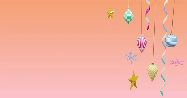 Afbeelding Van Nieuwjaar Kerstversiering Roze Achtergrond Nieuwjaarsavond Feest Festiviteit Concept — Stockfoto